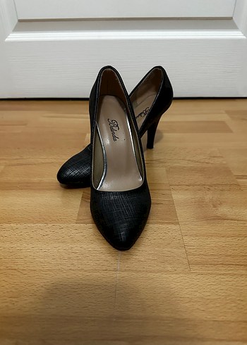 Siyah Parlak Yılan Desenli Stiletto - Görsel 2