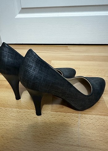 Siyah Parlak Yılan Desenli Stiletto - Görsel 3