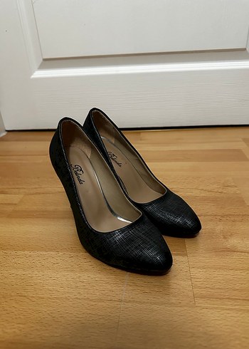 Siyah Parlak Yılan Desenli Stiletto - Görsel 5