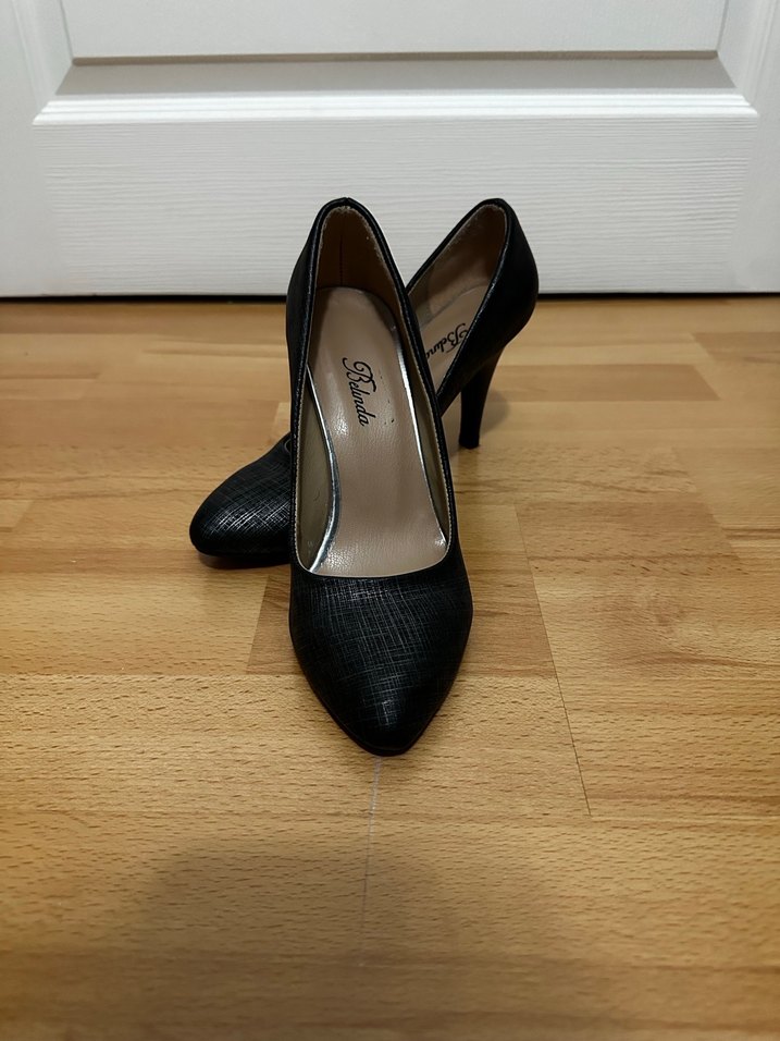 Siyah Parlak Yılan Desenli Stiletto - Görsel 2