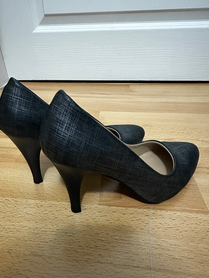 Siyah Parlak Yılan Desenli Stiletto - Görsel 3