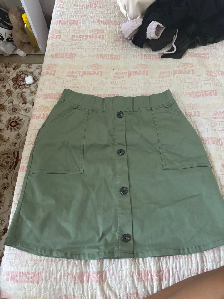 Kadın Loose Fit Midi Mini Etek - Haki - Görsel 2