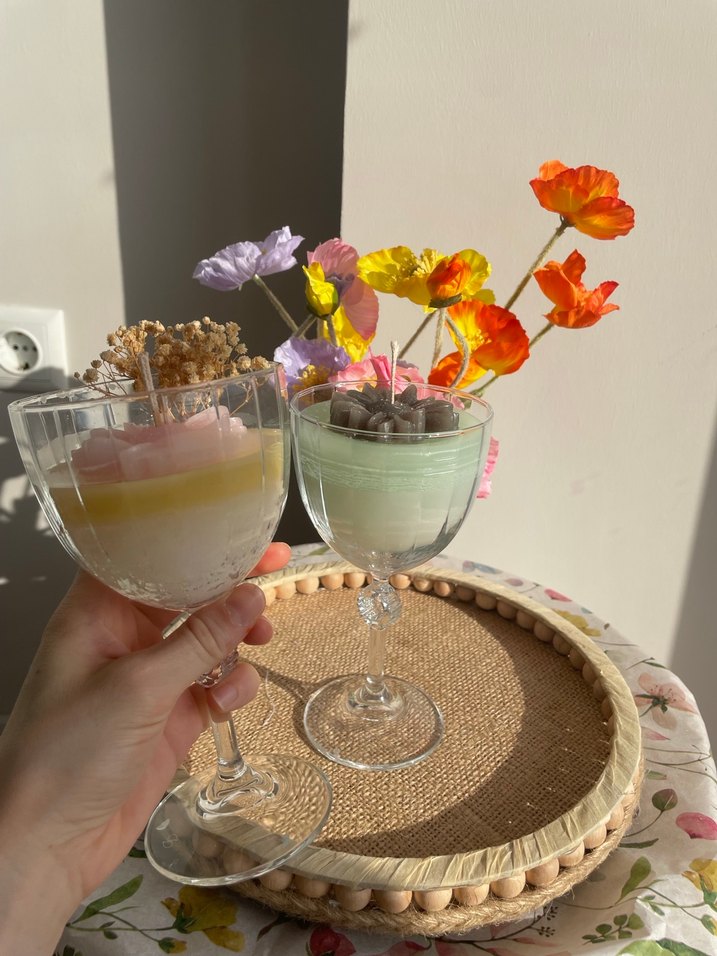 Pastel Renkli kadeh mum - Görsel 2