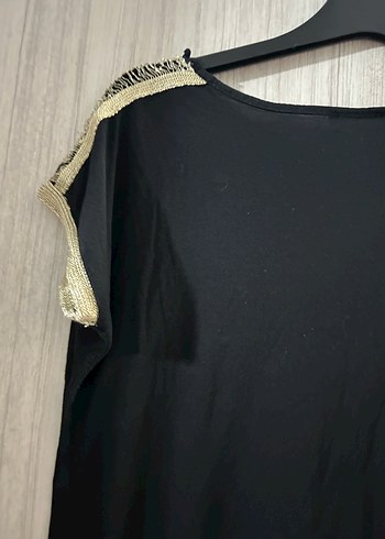 Diğer Payetli Siyah Hamile Tişörtü