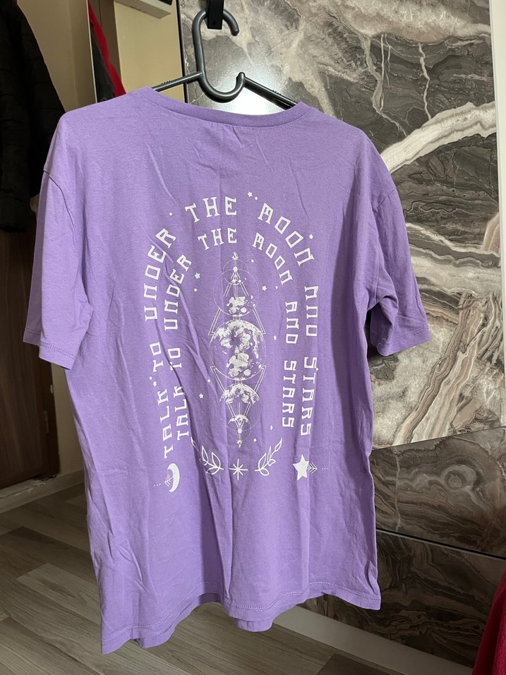 Mor Kısa Kollu Kadın Tişört - Görsel 2