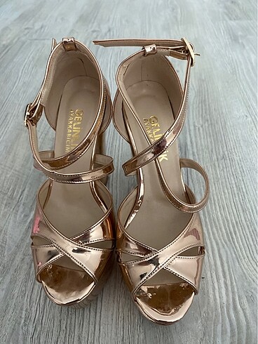 Rose gold gelin ayakkabısı