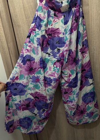 Diğer Mor Ve Lila Cicekli Rahat Bol Paca Pantolon