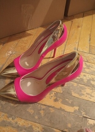 Pembe stiletto hakiki deri 