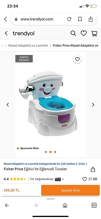 Fişler Price eğitici ve eğlenceli tuvalet
