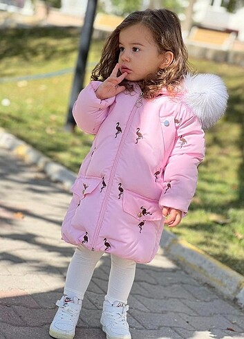 11-12 Yaş Beden pembe Renk Kız mont