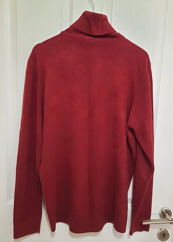 Bordo Boğazlı  ince Triko Kazak - Görsel 3