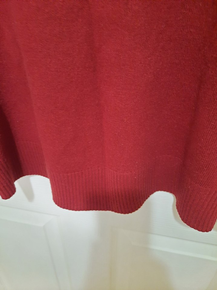 Bordo Boğazlı  ince Triko Kazak - Görsel 4