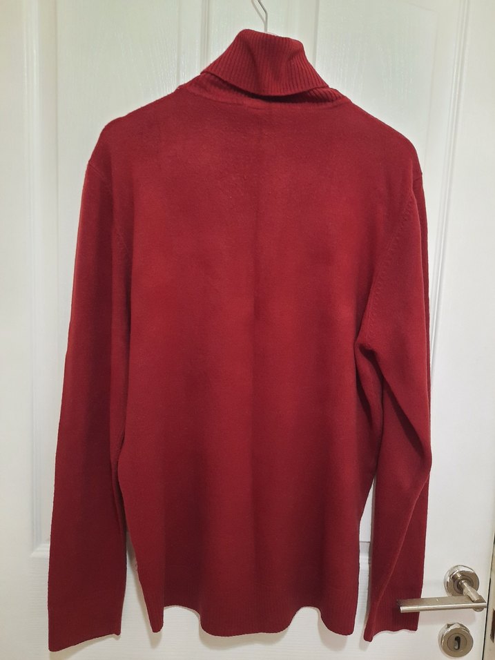 Bordo Boğazlı  ince Triko Kazak - Görsel 3