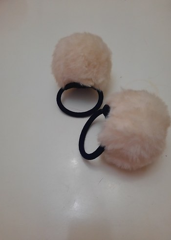 Beyaz Peluş ponpon lastik Toka - Görsel 2