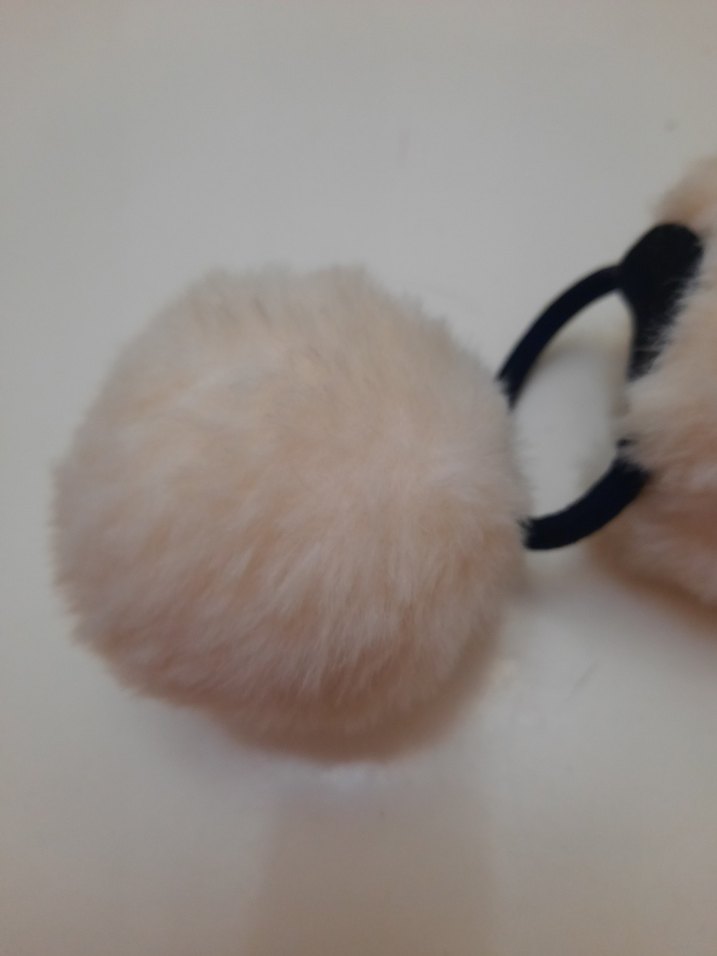 Beyaz Peluş ponpon  lastik Toka - Görsel 3