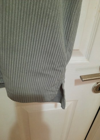 Gri Erkek Kısa Kollu Süet kadife Tişört - Görsel 2