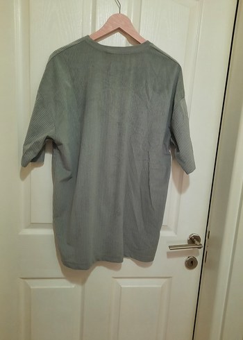 Gri Erkek Kısa Kollu Süet kadife Tişört - Görsel 4