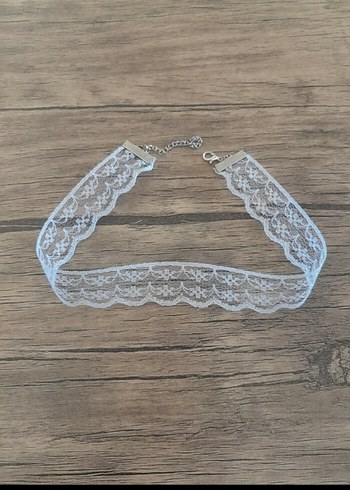 Beyaz Dantel Nakışlı Bohem Kolye - Görsel 2
