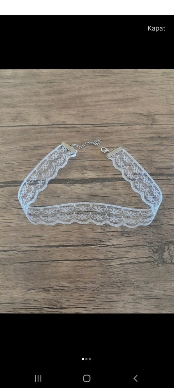 Beyaz Dantel Nakışlı Bohem Kolye - Görsel 2