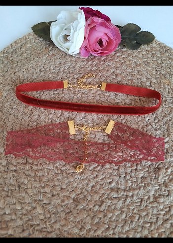 kadife dantel 2 li choker set - Görsel 3