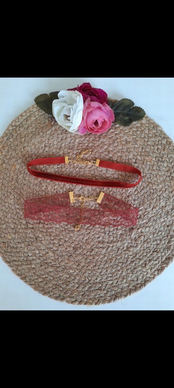 kadife dantel 2 li choker set - Görsel 2