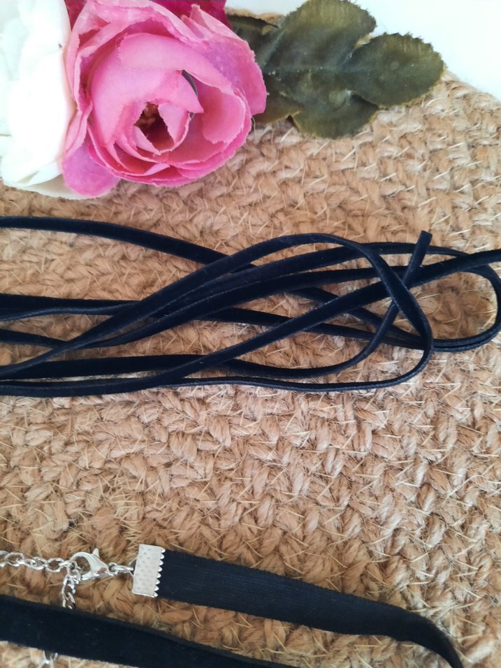 kadife dantel ip bağcık 3 lı choker set - Görsel 4