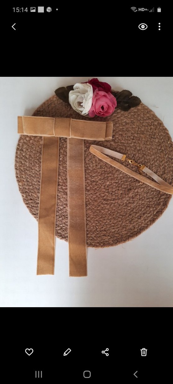 kadife kurdele fiyonk otomatik toka kolye set - Görsel 3