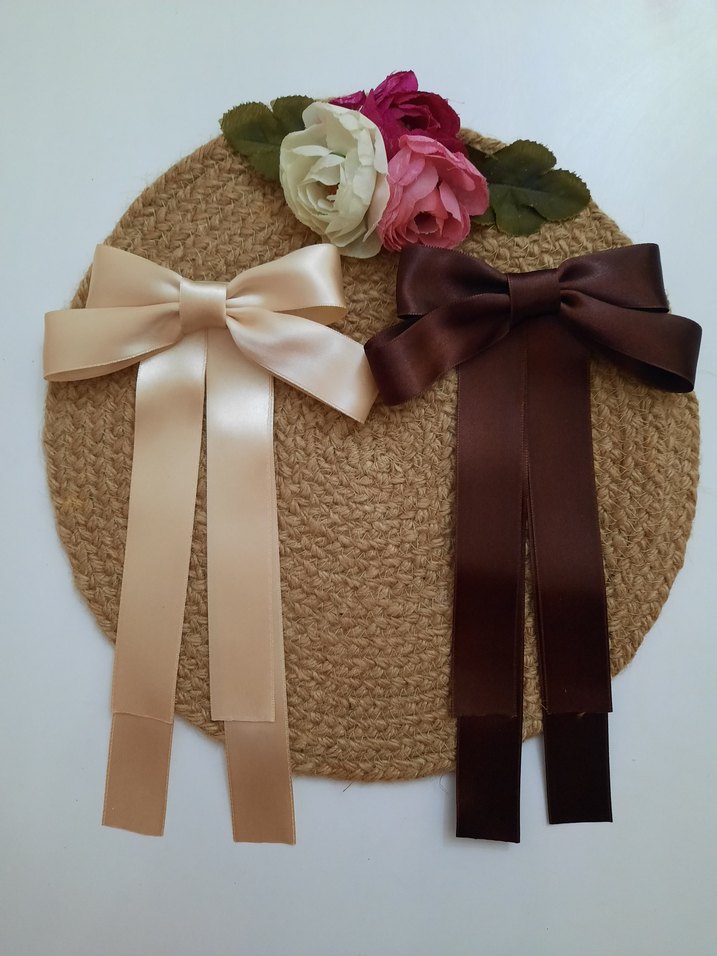 saten çift kurdele pinteres saç tokası - Görsel 5