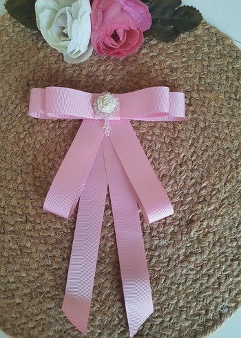 Pembe Kurdeleli fiyonk taşlı broş - Görsel 5