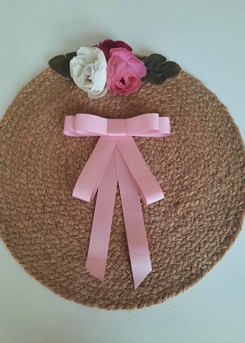 Pembe Kurdeleli fiyonk taşlı broş - Görsel 7