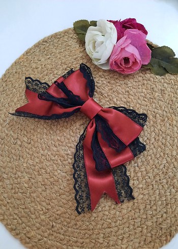 Dantel Detaylı Siyah Fiyonk Saç Aksesuarı - Görsel 3