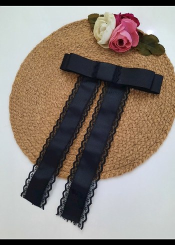 Bohem Koyu Kahverengi dantelli Kurdeleli Saç Aksesuarı - Görsel 5