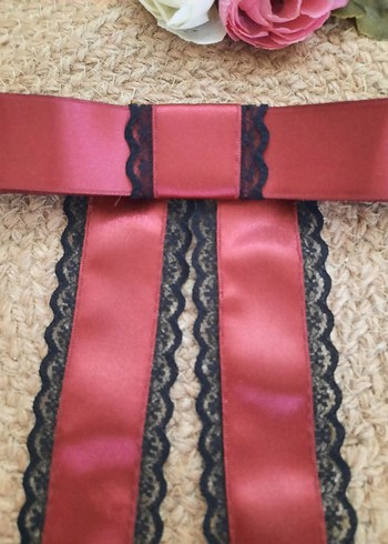 Bohem Koyu Kahverengi dantelli Kurdeleli Saç Aksesuarı - Görsel 16