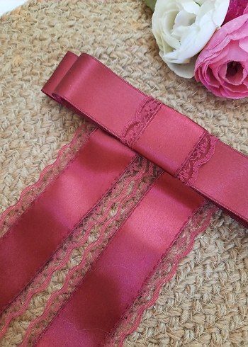 Bohem Koyu Kahverengi dantelli Kurdeleli Saç Aksesuarı - Görsel 11