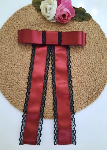 Bohem Koyu Kahverengi dantelli Kurdeleli Saç Aksesuarı - Görsel 15