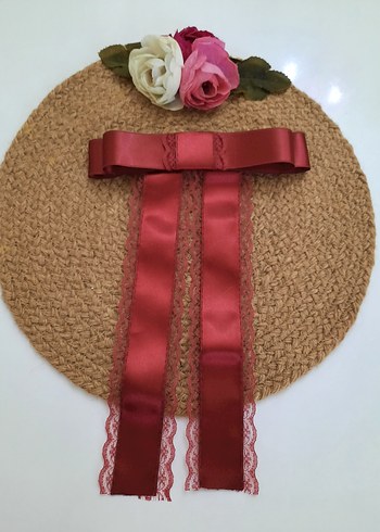 Bohem Koyu Kahverengi dantelli Kurdeleli Saç Aksesuarı - Görsel 10