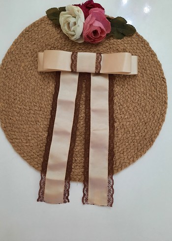 Bohem Koyu Kahverengi dantelli Kurdeleli Saç Aksesuarı - Görsel 12