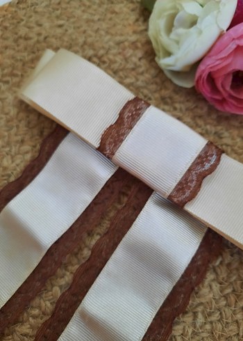 Bohem Koyu Kahverengi dantelli Kurdeleli Saç Aksesuarı - Görsel 14