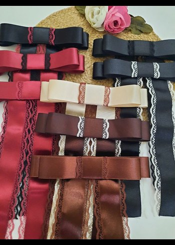 Bohem Koyu Kahverengi dantelli Kurdeleli Saç Aksesuarı - Görsel 8