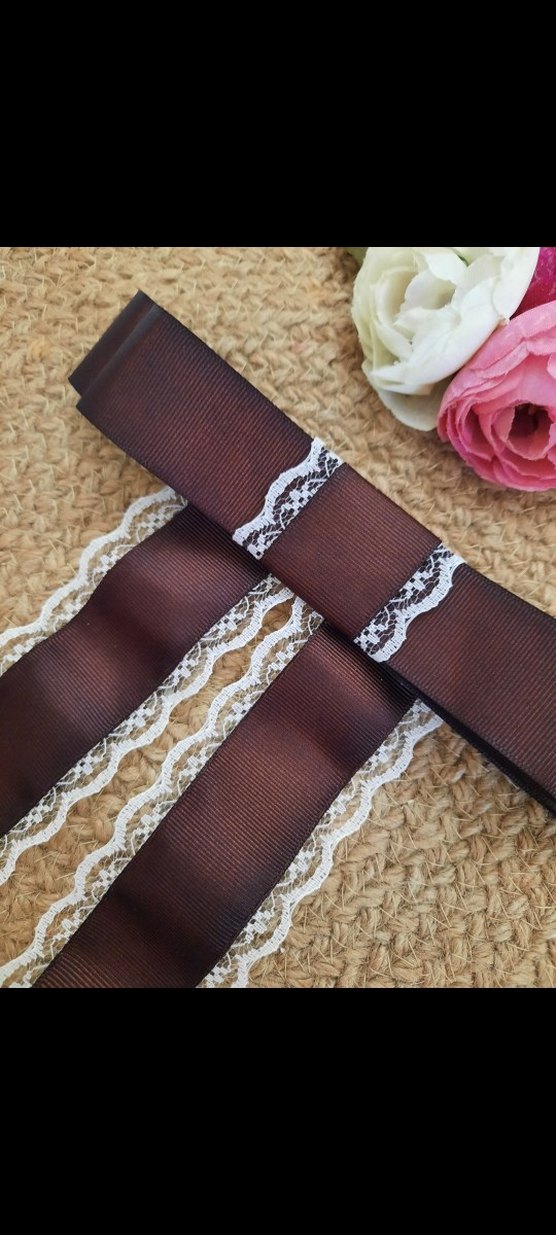 Bohem Koyu Kahverengi dantelli Kurdeleli Saç Aksesuarı - Görsel 2