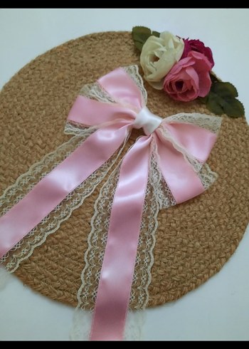 bordo dantel işlemeli kurdele toka - Görsel 4