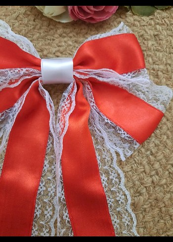 bordo dantel işlemeli kurdele toka - Görsel 8