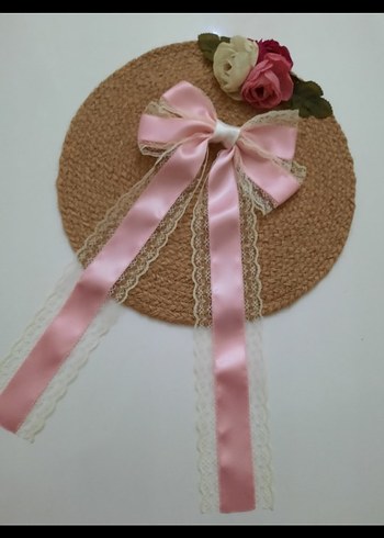 bordo dantel işlemeli kurdele toka - Görsel 3