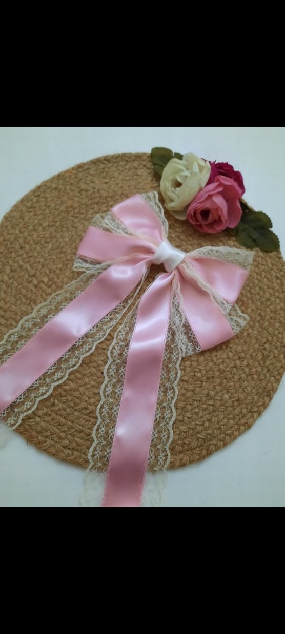 bordo dantel işlemeli kurdele toka - Görsel 4