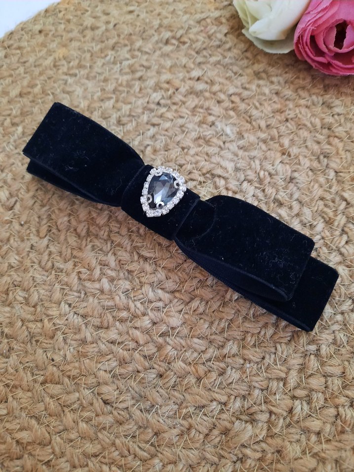 taşlı kadife Kadife Fiyonk Toka - Görsel 2