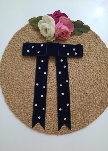 Taşlı Siyah Kadife Kurdele Saç Aksesuarı - Görsel 9