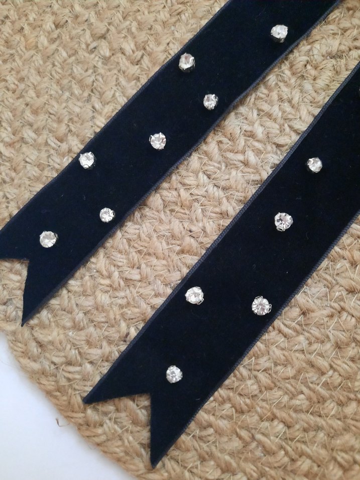 Taşlı Siyah Kadife Kurdele Saç Aksesuarı - Görsel 3