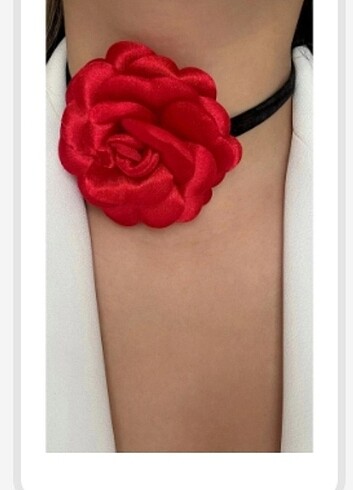 Beden kırmızı Renk Kırmızı gül tasma choker kolye