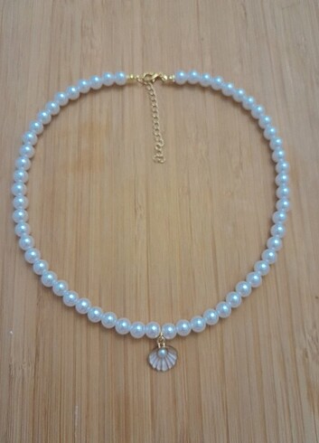  Beden İstiridye figürlü choker inci kolye 