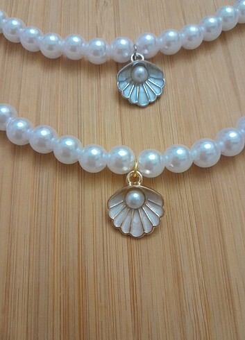 Tasarımcı İstiridye figürlü choker inci kolye 